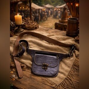 Stylish Purple Leather waist Bag